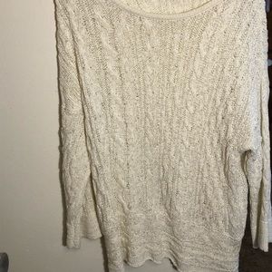 White off the shoulder knitted sweater